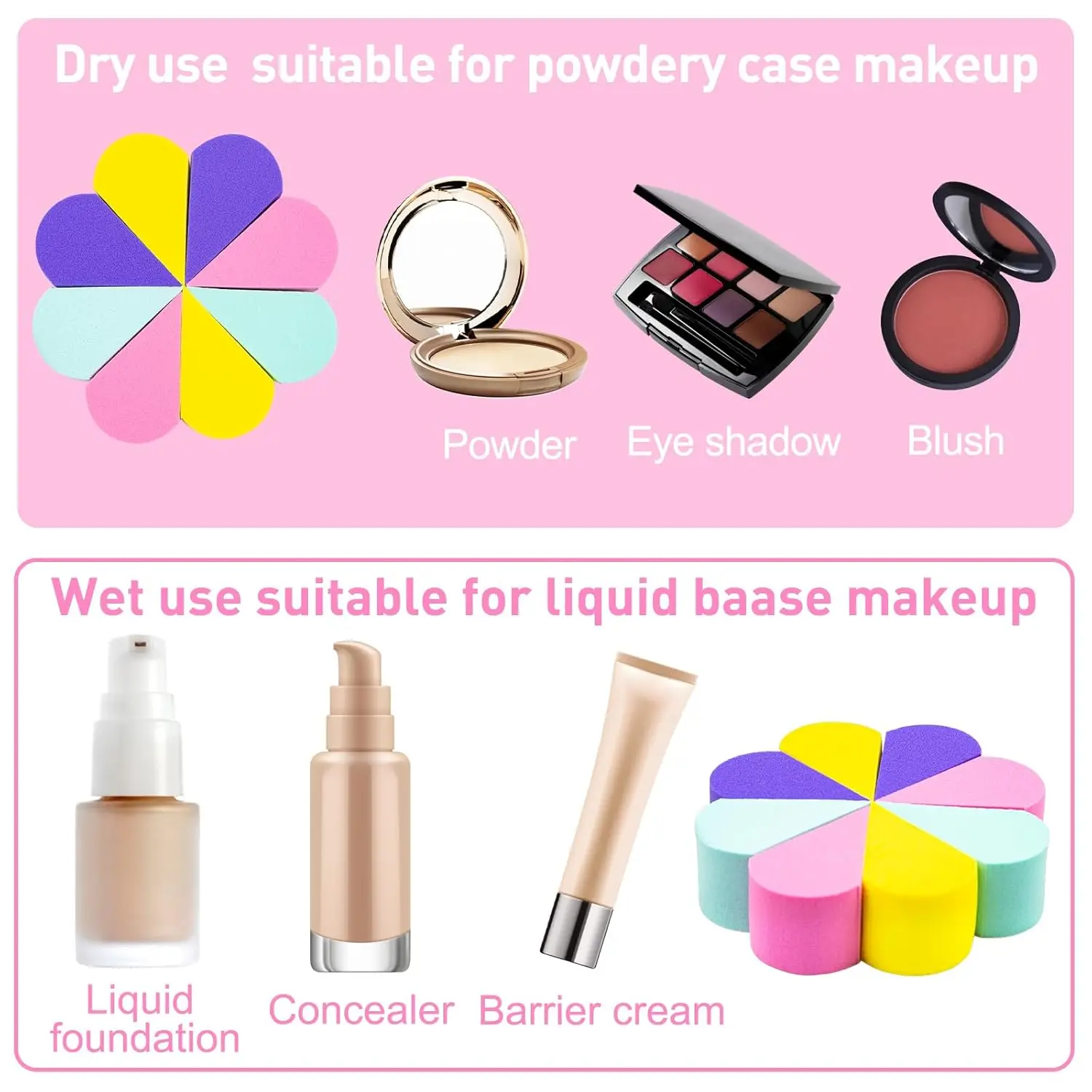 Set di spugne per trucco da 16 pezzi: frullatori di bellezza senza lattice per fondotinta e polvere, strumenti cosmetici multiforma