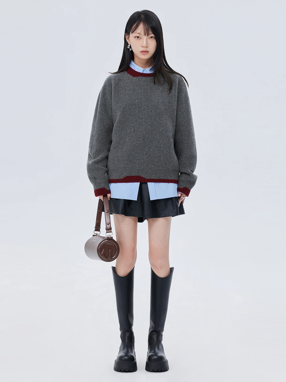 

Свободный свитер из чистой шерсти с длинными рукавами и круглым вырезом для женщин, новинка весенней коллекции, повседневный вязаный джемпер для офиса и на каждый день