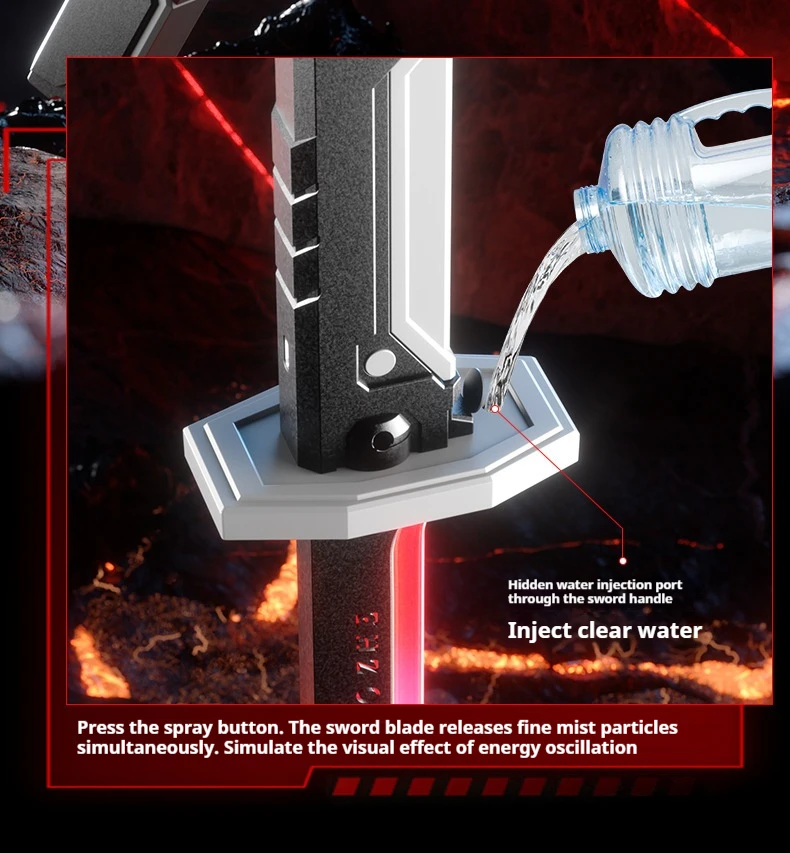 ดาบเลเซอร์ใหม่พร้อมควัน ไฟ LED เปลี่ยนสีได้ 7 สี เสียงประกอบ ดาบประกายไฟ ของเล่นสำหรับเด็กและผู้ใหญ่ สนุกสนาน คอสเพลย์ อุปกรณ์ประกอบฉาก ไลท์เซเบอร์