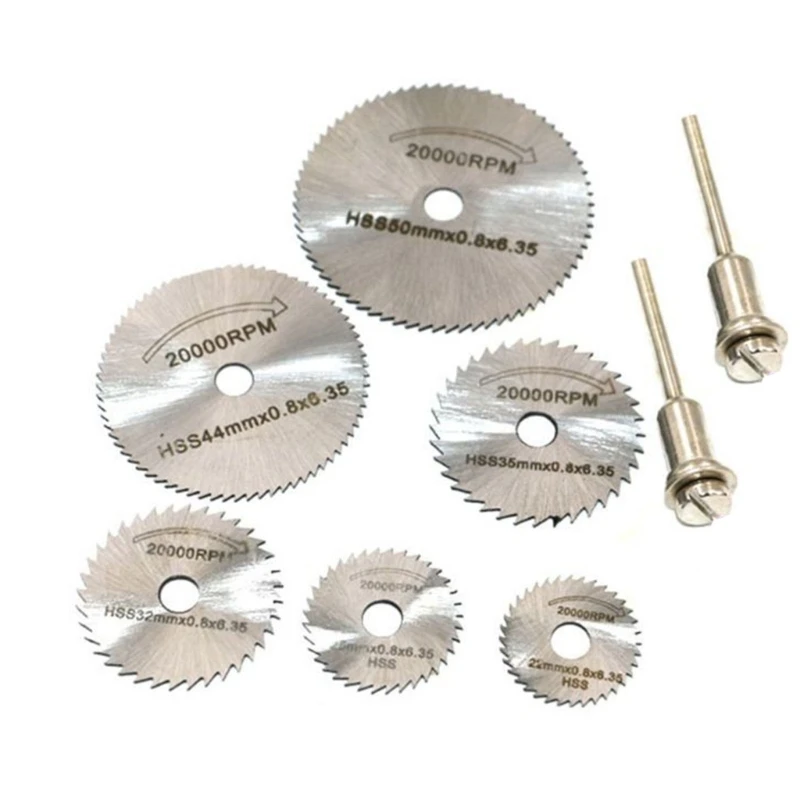 

6Pcs Mini HSS Circular Sawblade Rotary Tool for Metal Cutter Power Tool Cutting Discs Drill with 2x Extension Rod Dropship