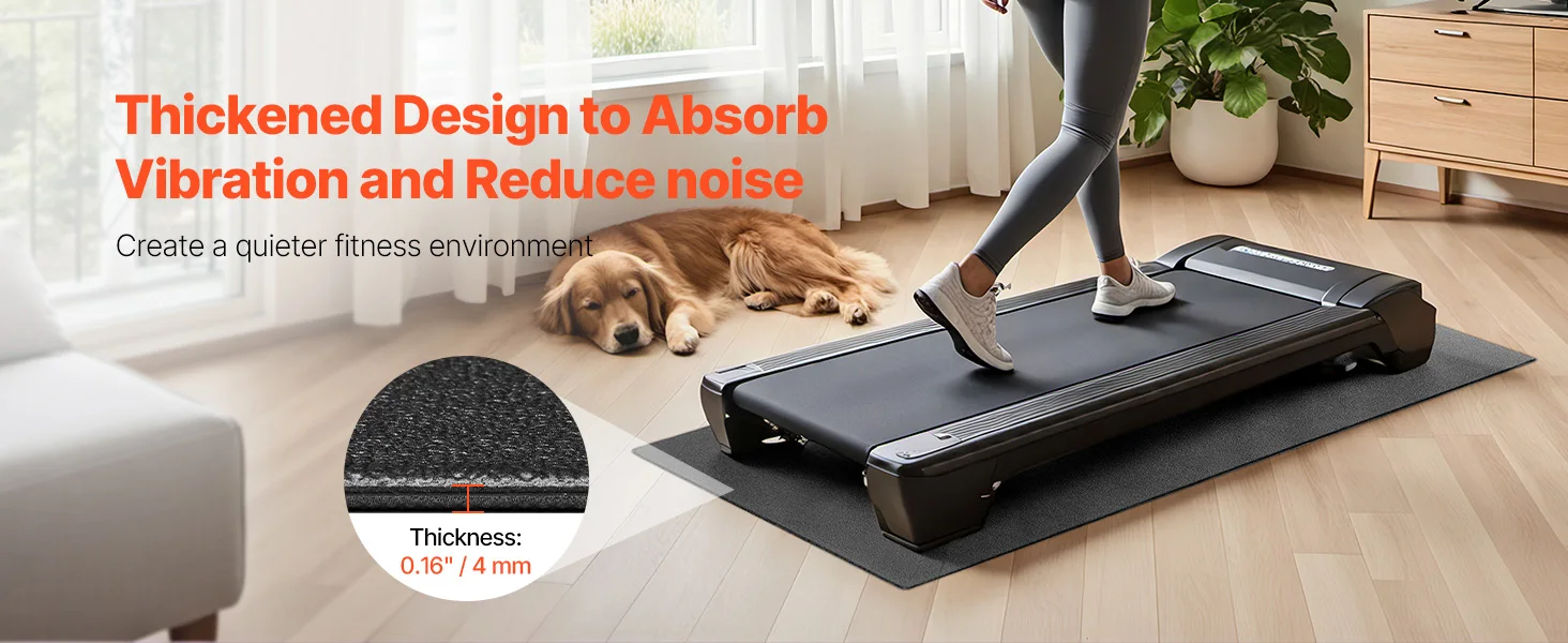 SucceBuy Treadmill Mat for Carpet Floor Exercise Equipment Mat for Elliptical Walking Pad High Density PVC Protector for Home