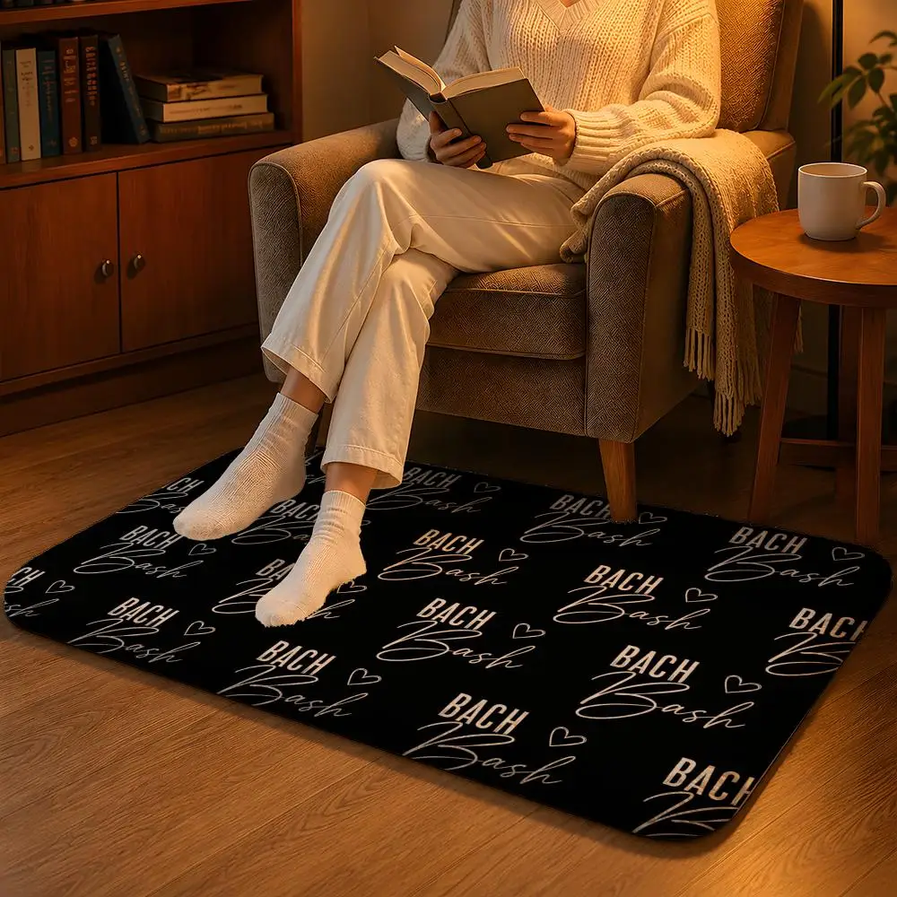 Bride Club Script Floor Mat Soft Flannel Non-Slip Rug Washable Floor Mat for Living Room Bedroom Home Decor