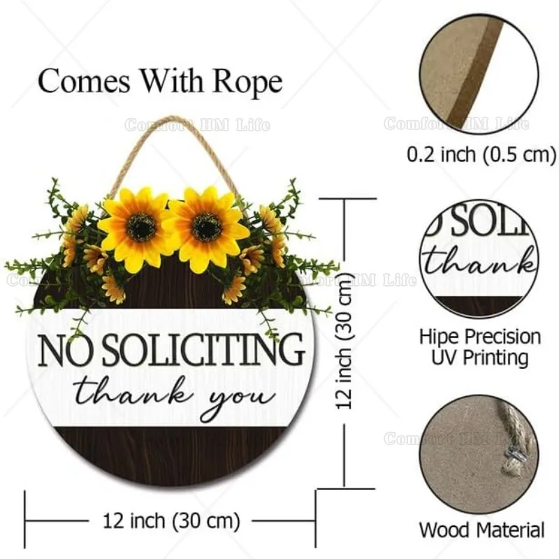 No Soliciting Sticker Sign for House Rustic Farmhouse Wood No Soliciting Yard Sign Classy No Soliciting Sign for Front Door 12in