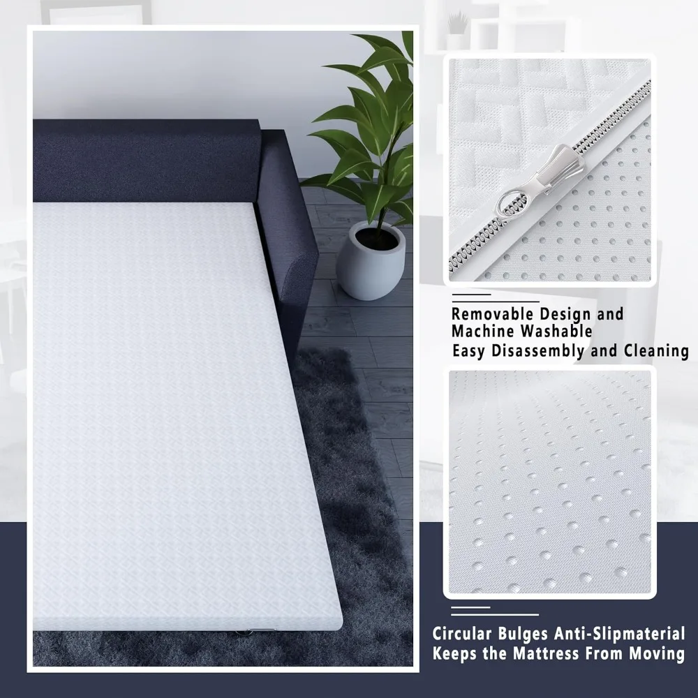 4 Inch Memory Foam Replacement Mattress for Sleeper Sofa and Couch Beds, Full Size, CertiPUR-US Certified, Washable Cover (Gener