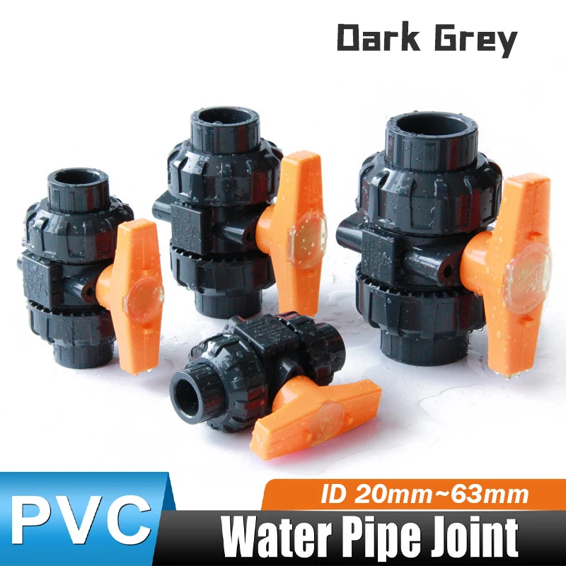 

1 шт., шаровой кран из ПВХ, двойной зонд, сольвентная сварка, ID 20/25/32/40/50/63 мм, система орошения водой в саду, фитинги для соединения водопроводных труб