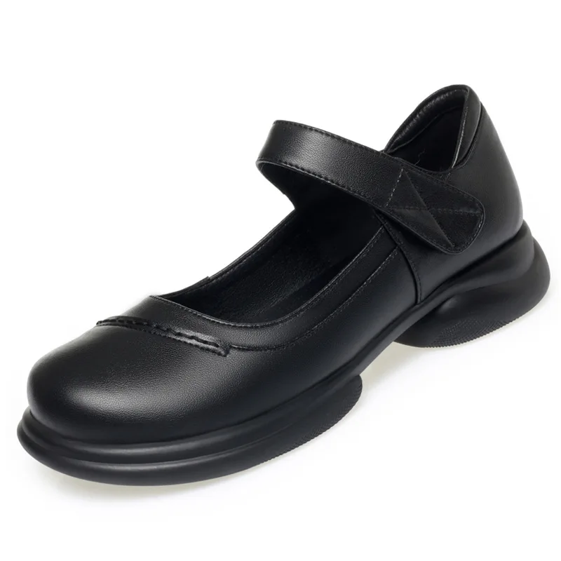 Универсальные дышащие туфли из натуральной кожи в британском стиле 3,5 см, осень 2021, женская обувь на квадратном каблуке для мамы