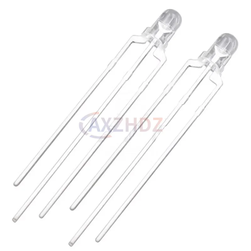 50PCS 3mm 5mm Bicolor Lamp Red Green Blue Common Anode / Cathode 3Pin Transparent Colloid Highlight LED Emitting Diode DIY KIT