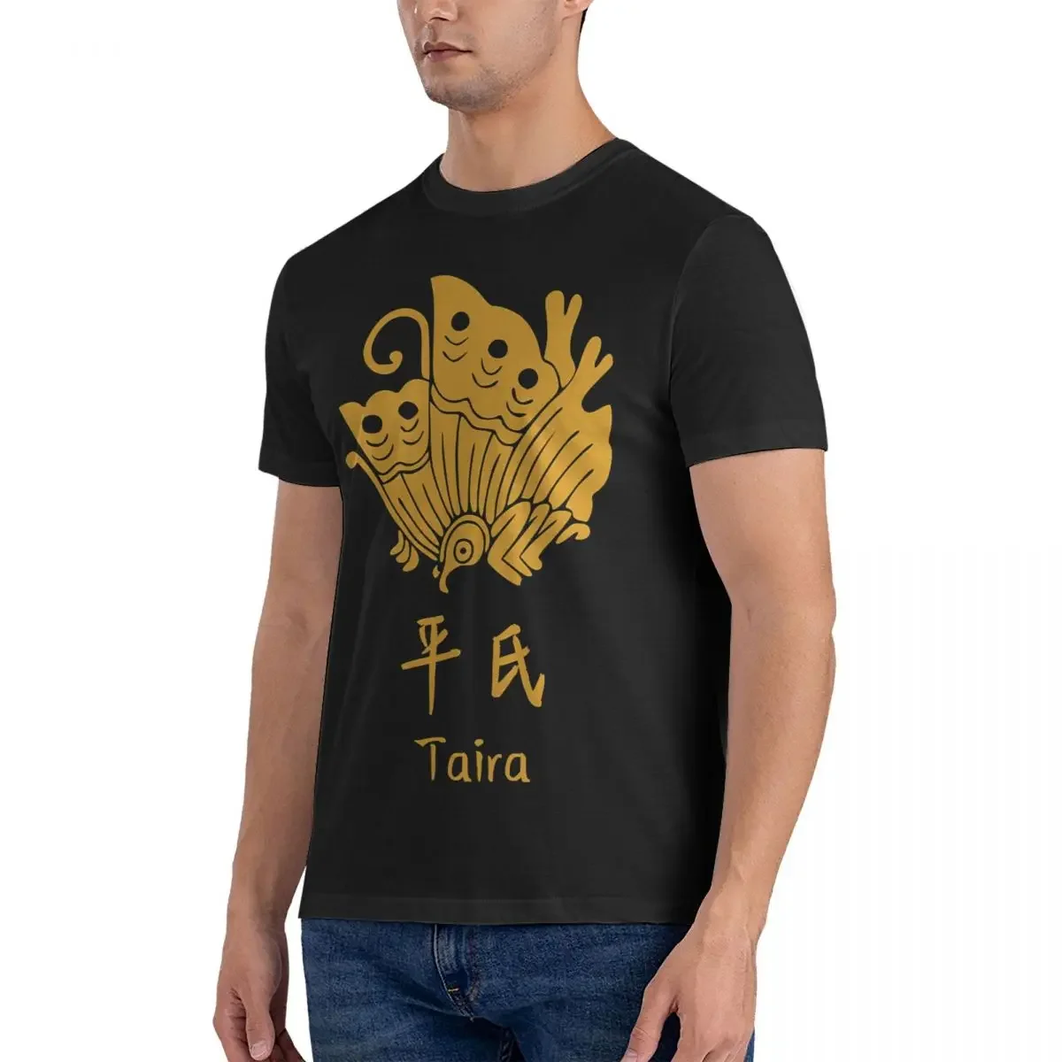 Vintage Taira Kamon T-Shirt for Men Crewneck 100% Cotton T Shirt Japanese Clan Crest Logo Short Sleeve Tees Printed Clothes