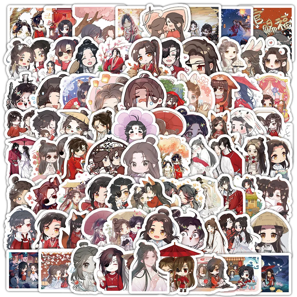 

10/50/100PCS Heaven Official's Blessing Xie Lian Huacheng Decorative Guitar Mobile Case Laptop Waterproof Sticker Kids Toy
