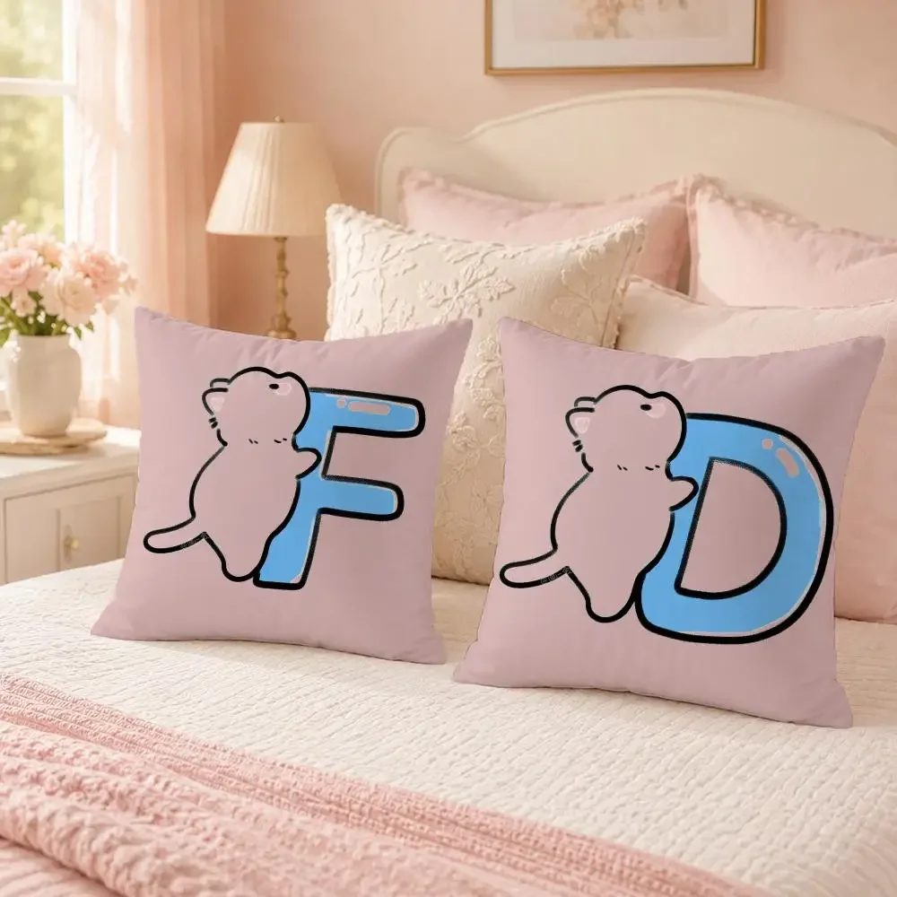 Cute cat hugging English letters Cushion Cover Custom Plush Pillow Cover Soft Cloud Comfort for Sofa Bed Couch