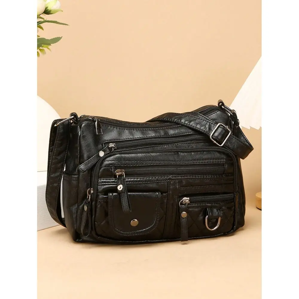 

Leather Womens Shoulder Bag, MultiPocket Crossbody Bag, Fashion Large Capacity Handbag, New Messenger Bag Tote