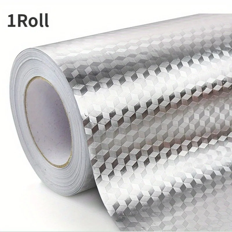 Kitchen Wallpaper Stickers Self Adhesive Aluminum Foil Oil Proof Waterproof Stickers for Countertop Drawer Cabinets Shelf Line