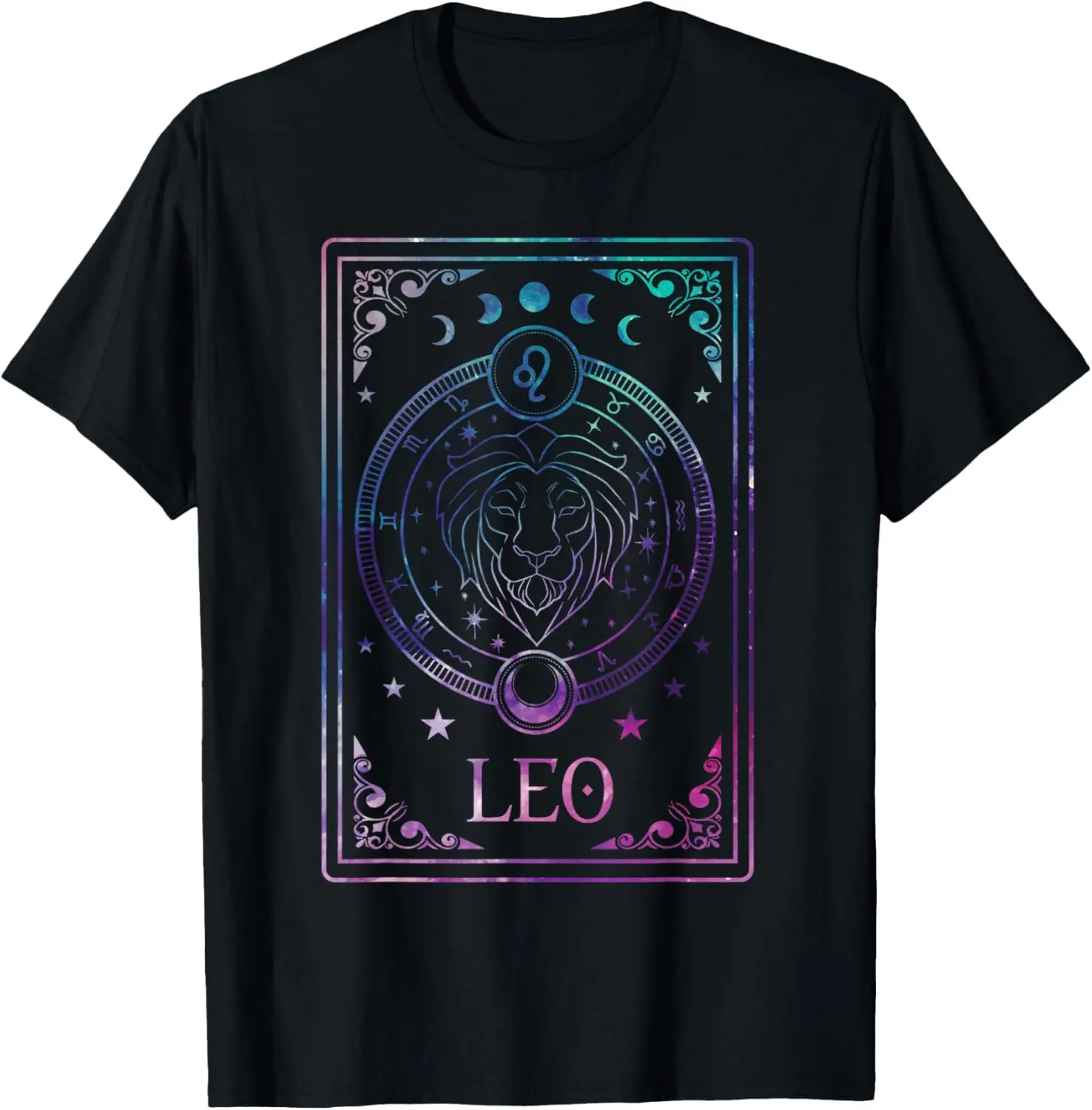 Leo Tarot Card July August Birthday Astrology Zodiac Sign T-Shirt 100% Cotton Trendy Y2K Short-Sleeve Tee-Soft, Quick-Drying,