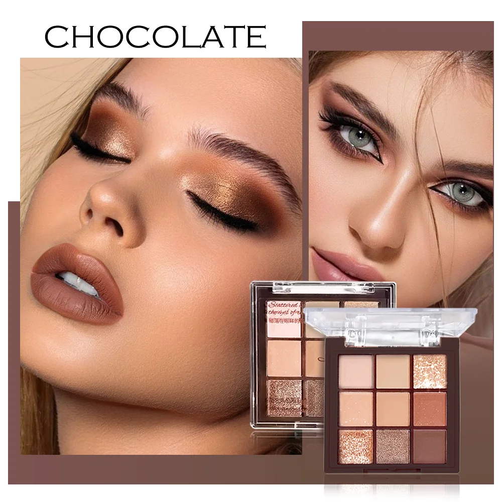 لوحة ظلال عيون عارية - 9 ألوان غير لامعة ولامعة، صبغة عالية قابلة للمزج، مقاومة للماء تدوم طويلاً، عيد الميلاد والشتاء