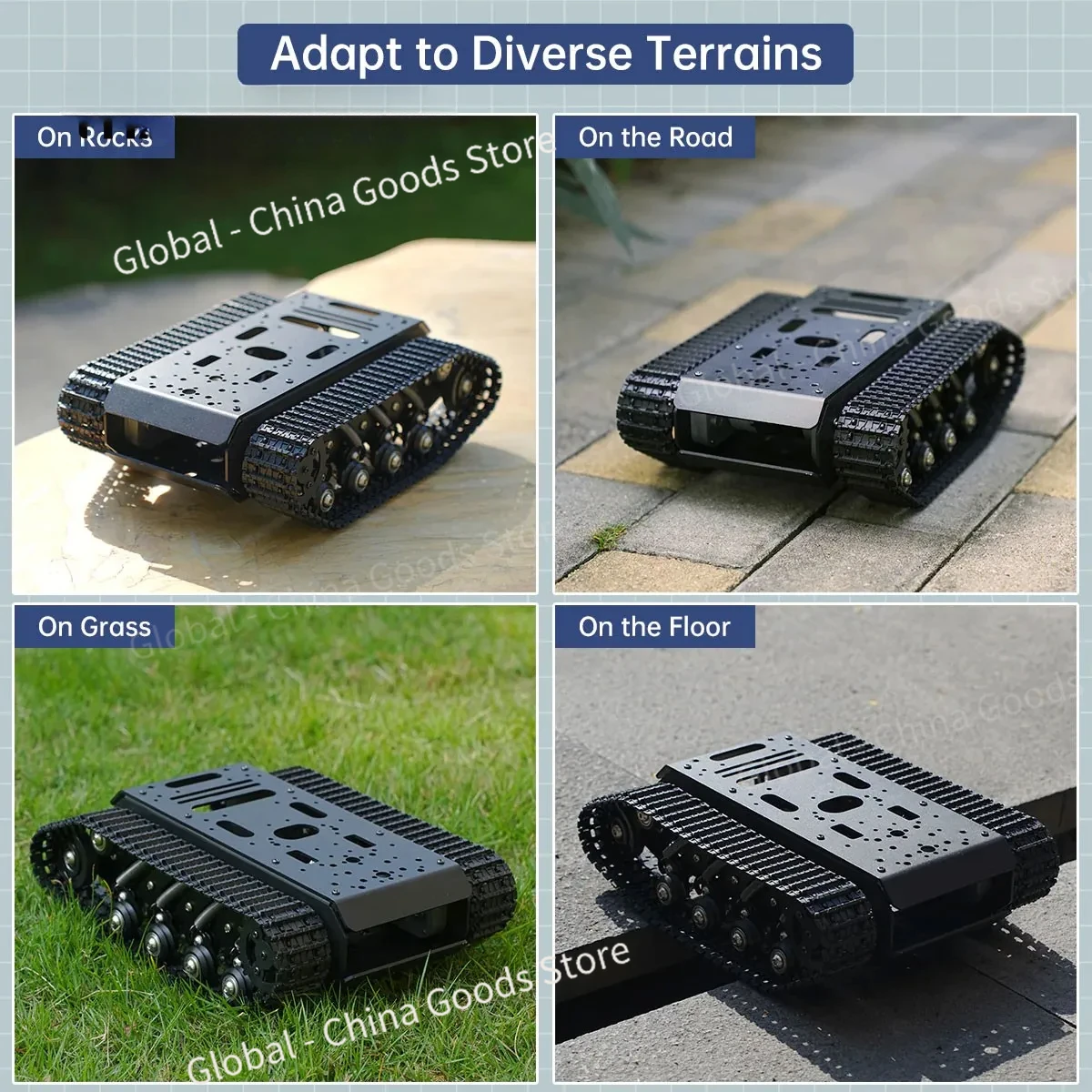 Hiwonder Chasis con orugas Chasis del tanque Chasis del robot de absorción de impactos