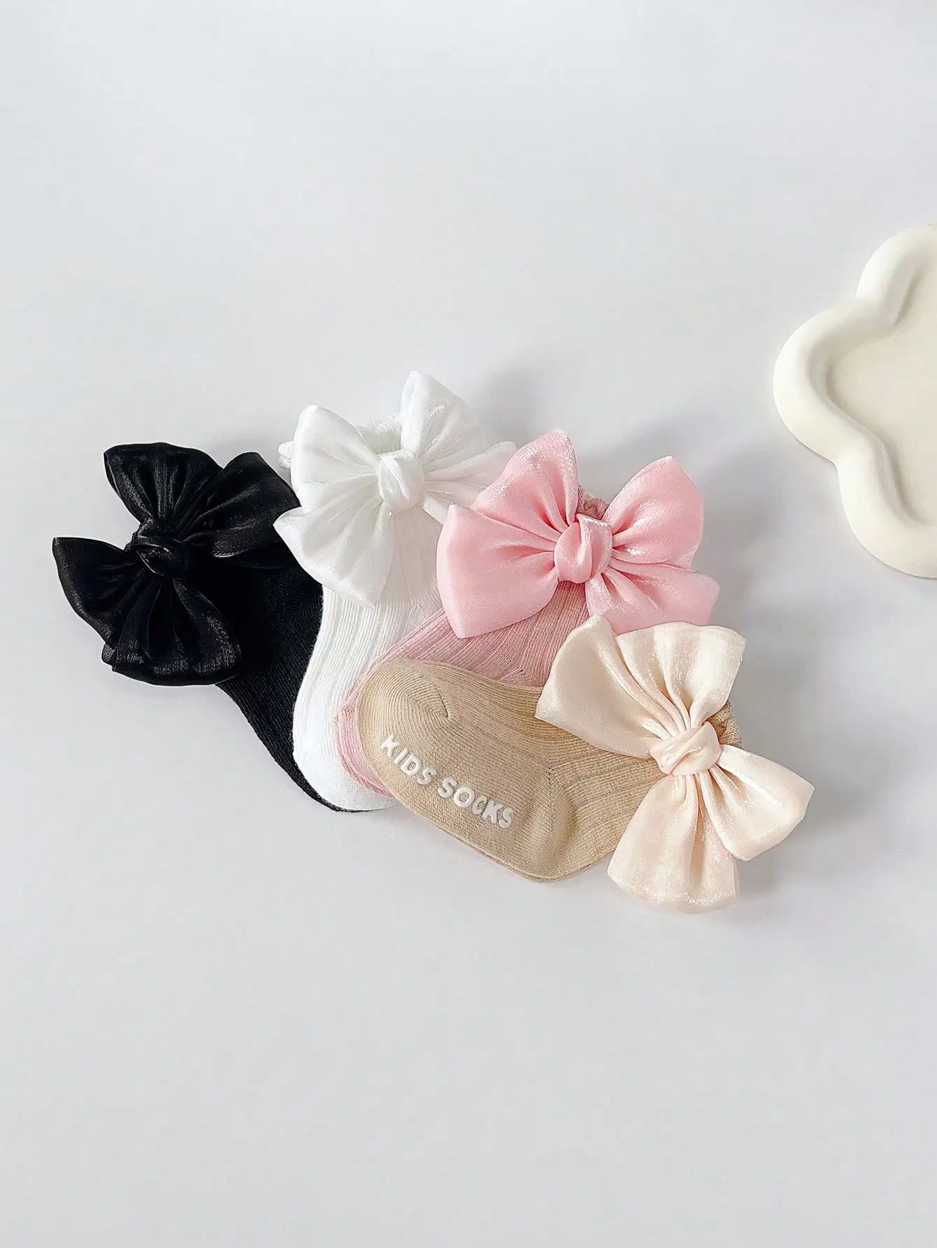 4 Pairs Baby Bow Soft Learning Step Anti Slip Floor Socks,Baby Ankle Socks Suitable for 0-24 Months, Baby Fashion Socks Set Girls