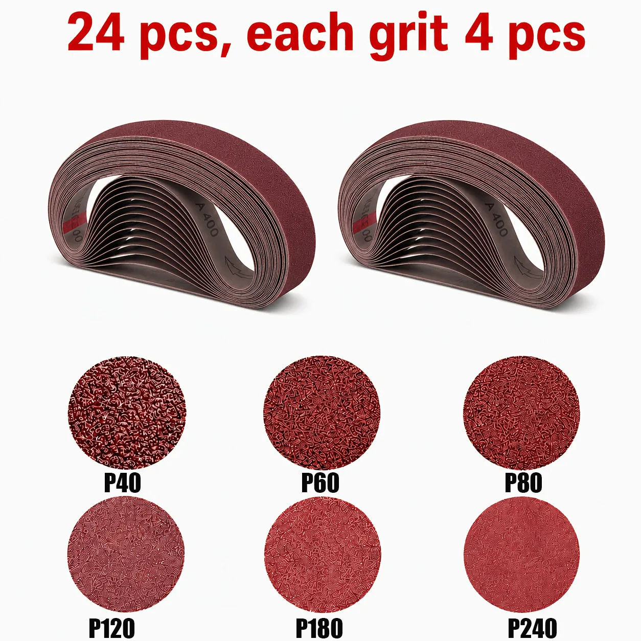 24Pcs Sanding Belts P40-P240 Aluminum Oxide Abrasive Sandpaper Belts For Wood Metal Sander Polishing