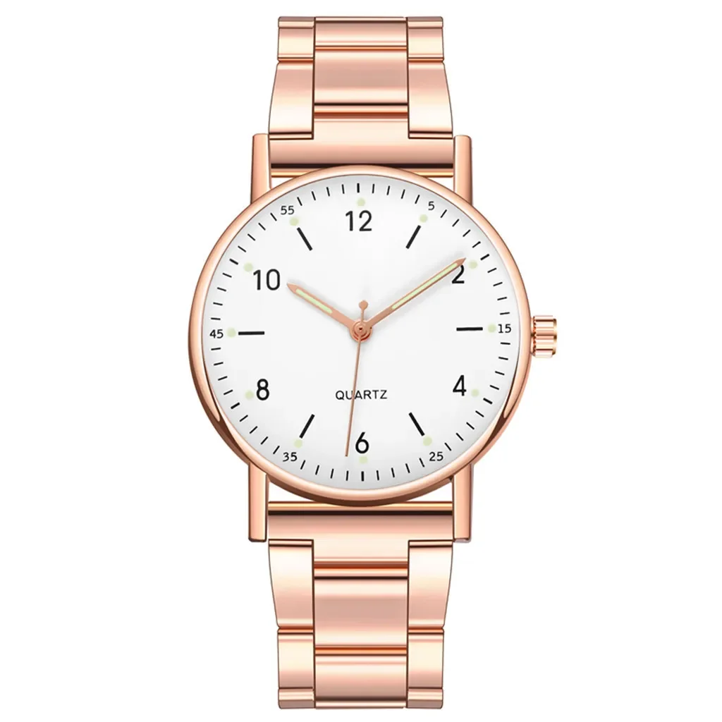 Ladies High-end Quartz Watch Stainless Steel Luminous Dial Leisure Watch Women Watches Rose Gold Stainless Steel Dial Ladies