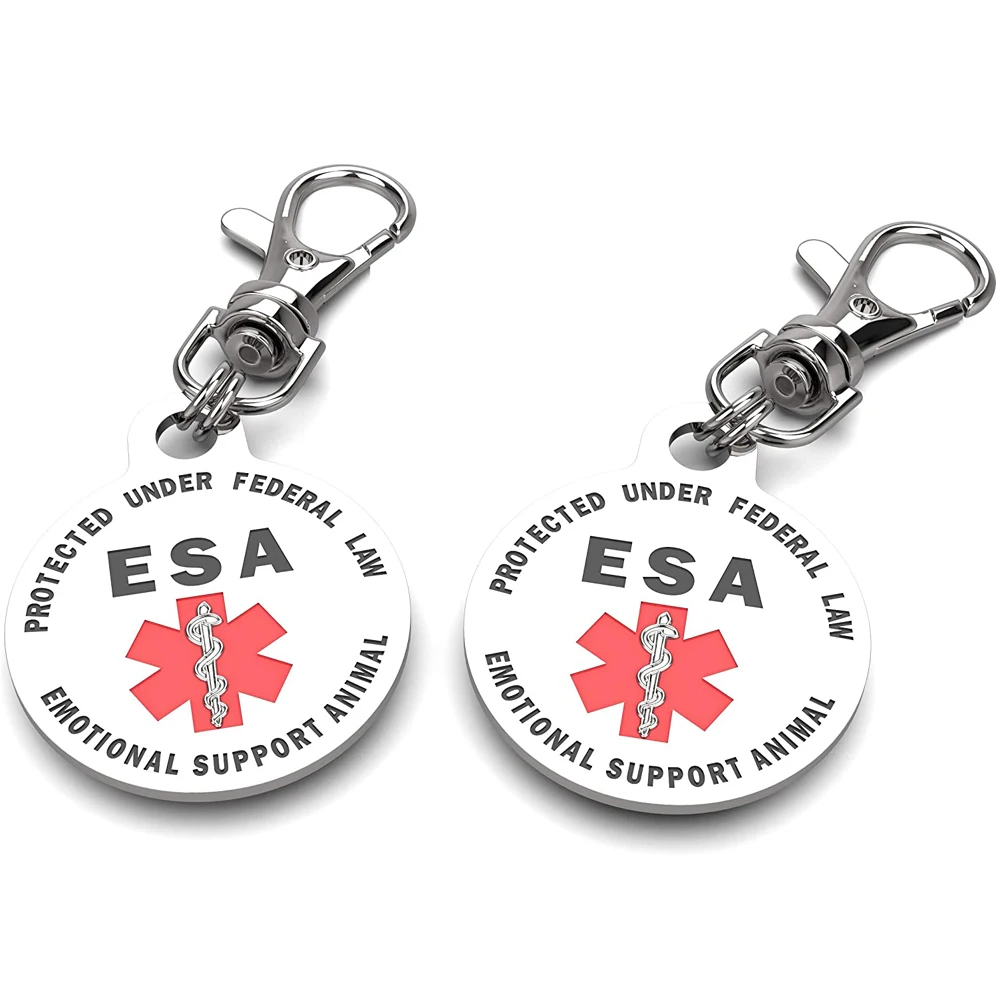 Emotional Support Animal (ESA) Red Medical Alert Symbol and Protected By Federal Law  ID Tag Lobster Keychain or Keyring Gifts