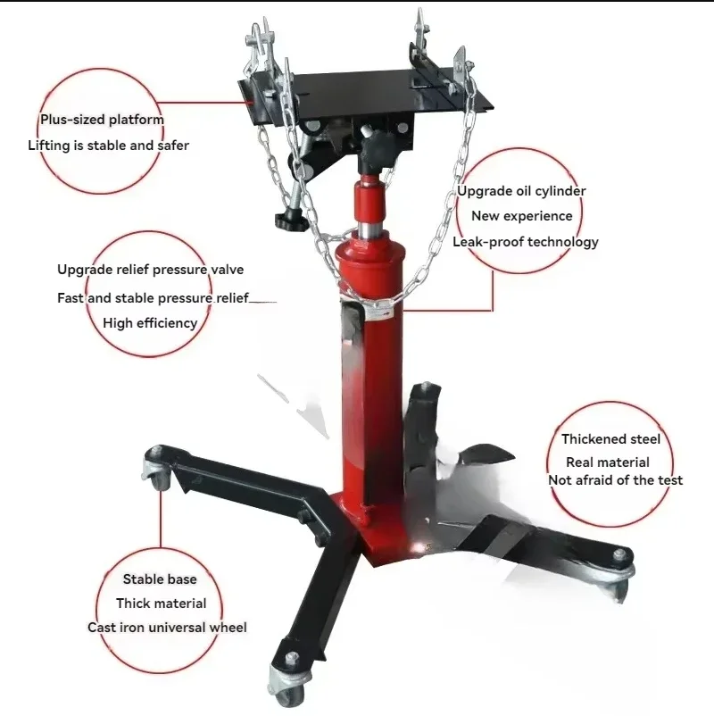Gato de transmissão telescópico hidráulico, 0,6t, elevação alta, piso, suporte, guindaste, garagem