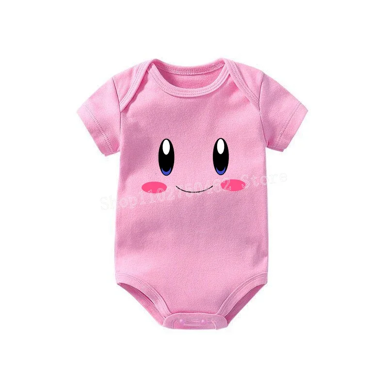 Kirbys Newborn Romper New Baby Summer Crawling Clothes Anime Kawaii Cute Expression Bodysuits Neonate Costume Kid Jumpsuits Gift