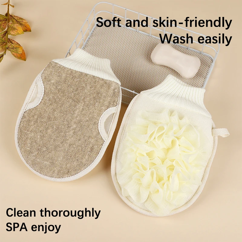 

Reusable Bath Glove Household Double-Sided Bath Supplies For Adult Mesh Sponge Creative Polish Rubbing Towel Bathroom Tool