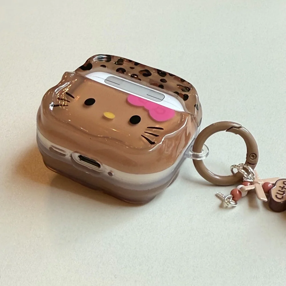 ليوبارد طباعة KT القط ثلاثية الأبعاد القوس الحال بالنسبة AirPods Pro2 4 سماعة غطاء ل Airpods Pro 3 2 واقية سماعة غطاء مع المفاتيح