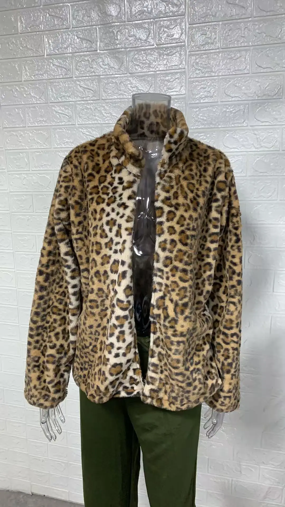 Mujer invierno otoño versátil cálido prendas de vestir diarias de lujo estampado de leopardo abrigos de piel sintética mujeres Retro suelta solapa de felpa abrigos largos