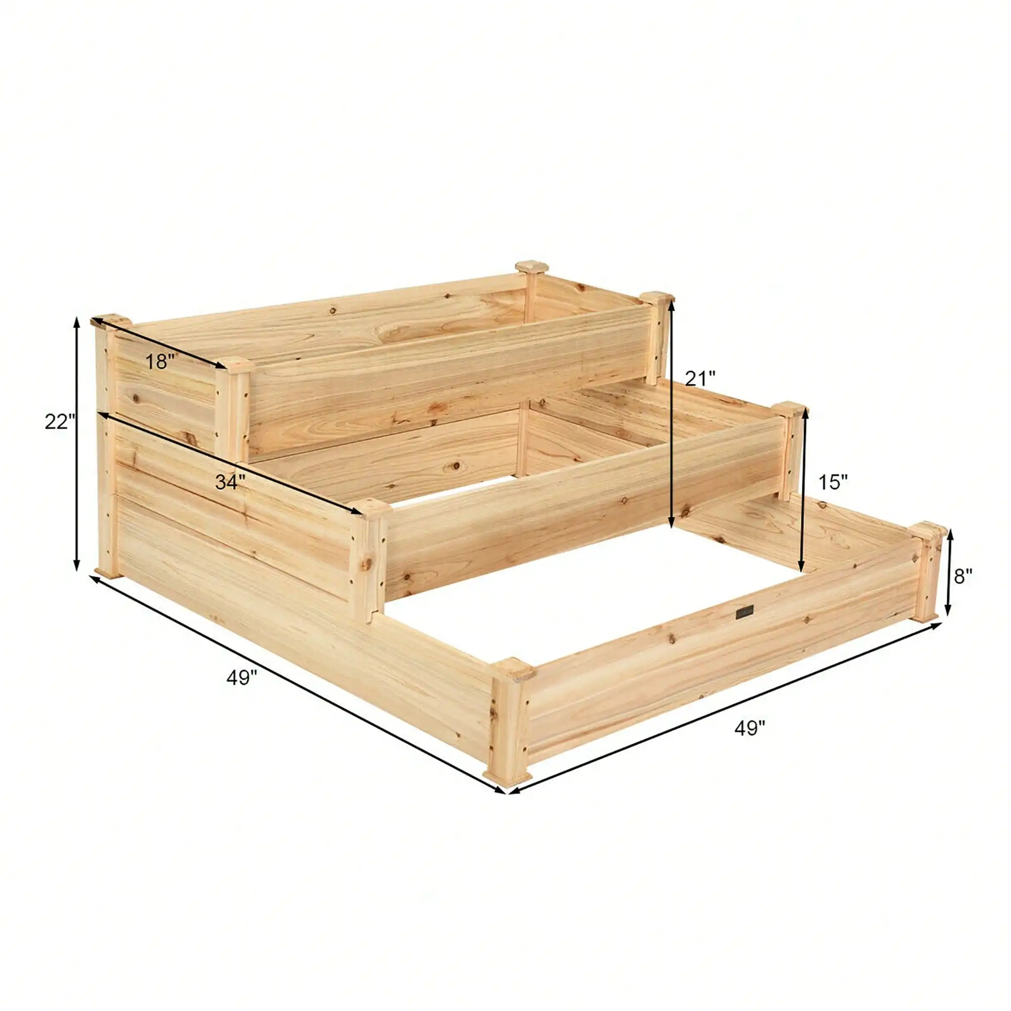 3 Tier Wooden Raised Vegetable Garden Bed Elevated Planter Kit Outdoor GardeningGardening Pots, Planters & Accessories