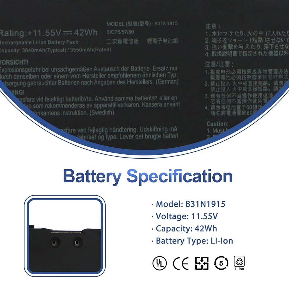 B31N1915 C31N1915 Laptop Battery for Asus ExpertBook L1 L1400CDA L1500CDA ExpertBook, B1 B1400CEAE B1400CEPE B1500CEAE B1500CEPE