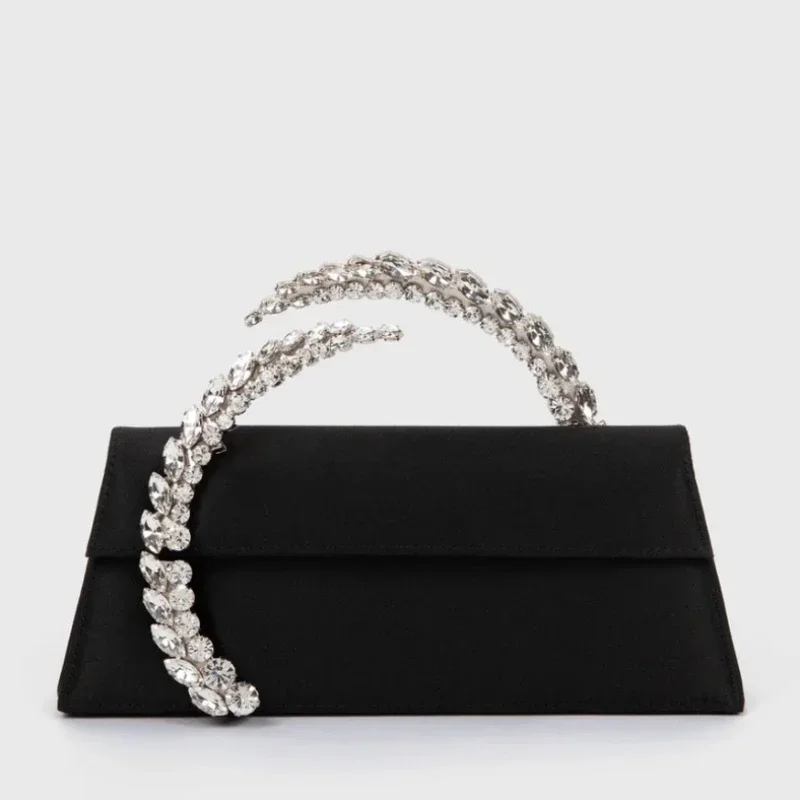 Charming and Elegant Silk Diamond-encrusted Women's Evening Bag One-shoulder Hand Handbag Chain Removable Dinner Bag