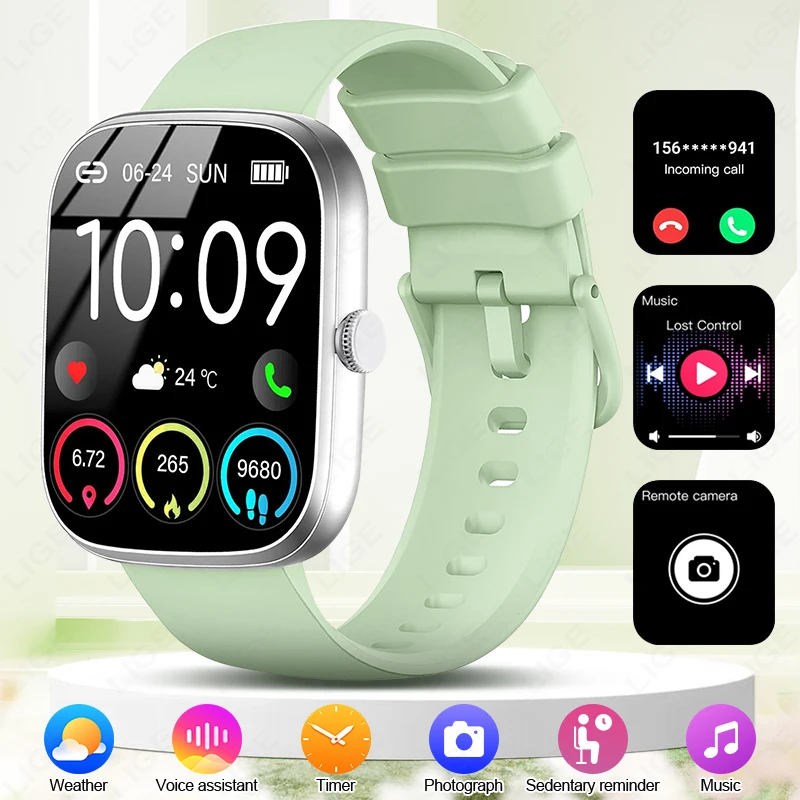 

LIGE новые умные часы для женщин и мужчин Bluetooth вызов спортивные фитнес водонепроницаемые умные часы с мониторингом сердечного ритма сна для Android IOS