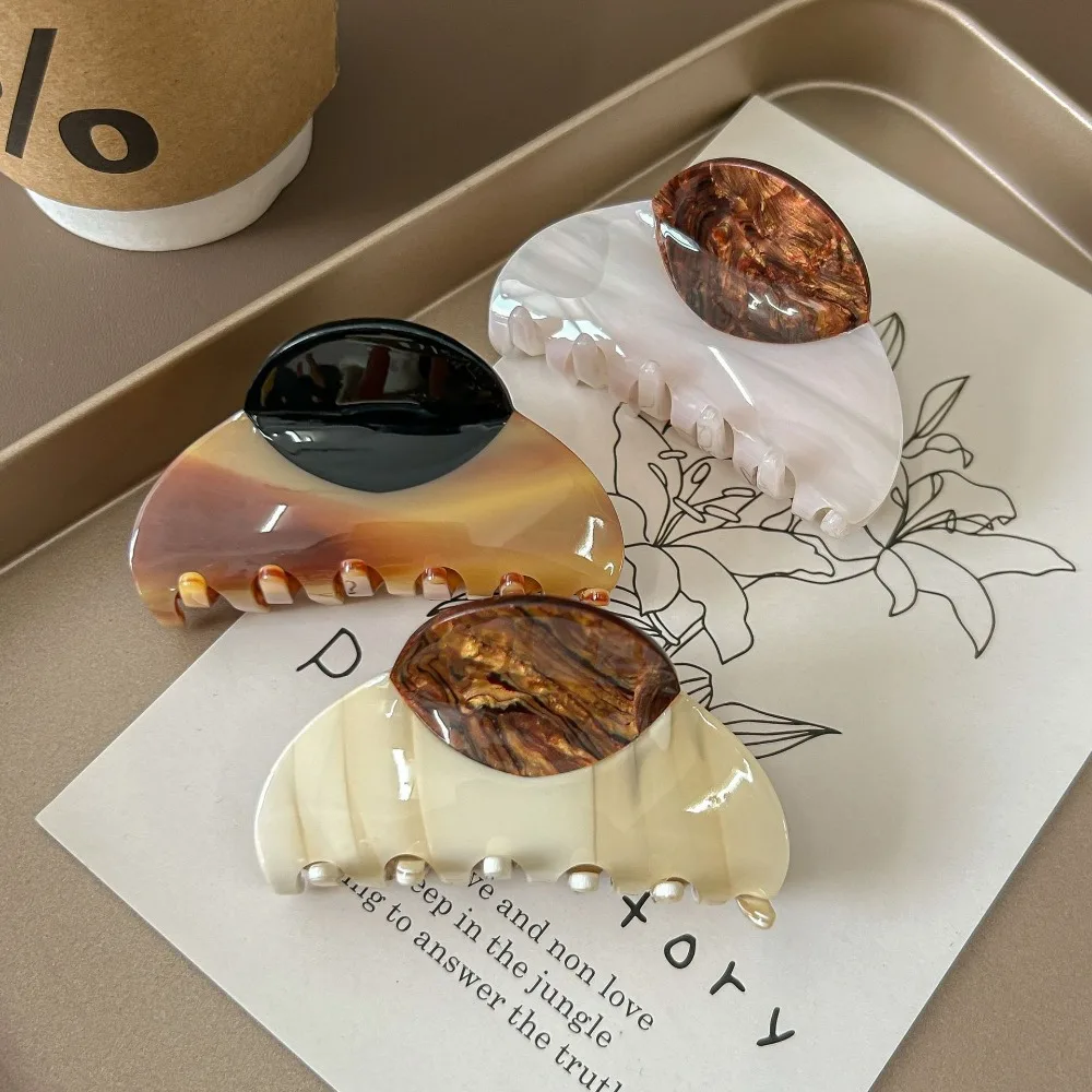 

Acrylic Half-circle Hair Claw Contrast Color High-end Acetic Acid Shark Clip Korean Style Retro Retro Hair Carb Clip