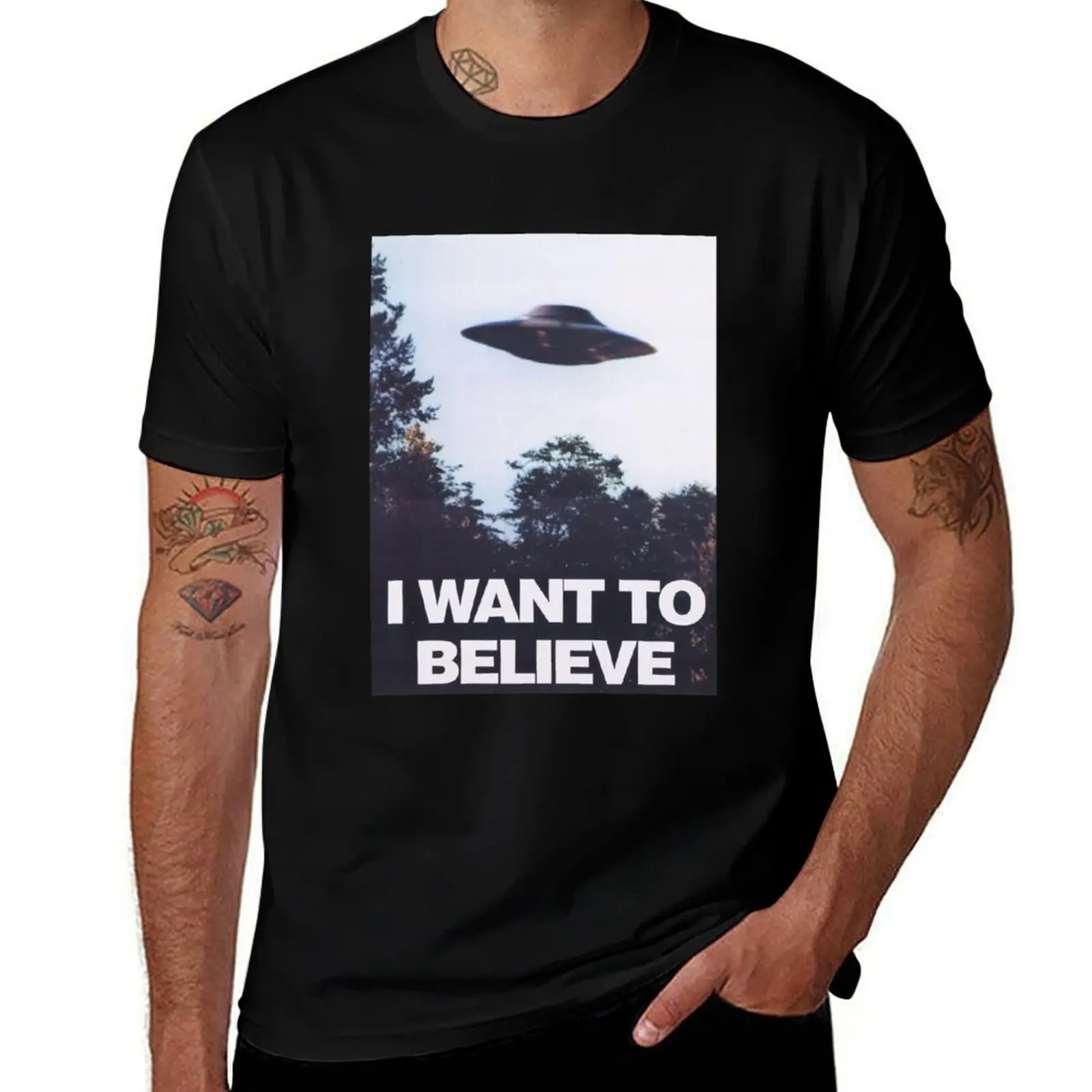 

The X-Files I Want To Believe T-Shirt designer shirts valentines boutique clothes Short sleeve tee men