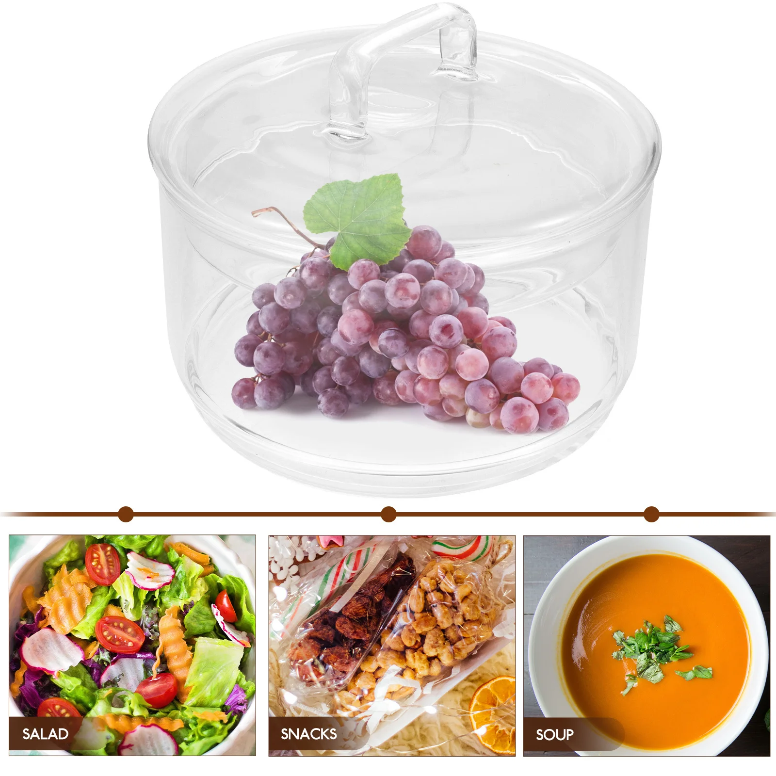 

Premium Glass Salad Bowl Clear Multi-Use Dessert Fruit Storage Tableware Home Restaurant Decorative Deep Large Opening