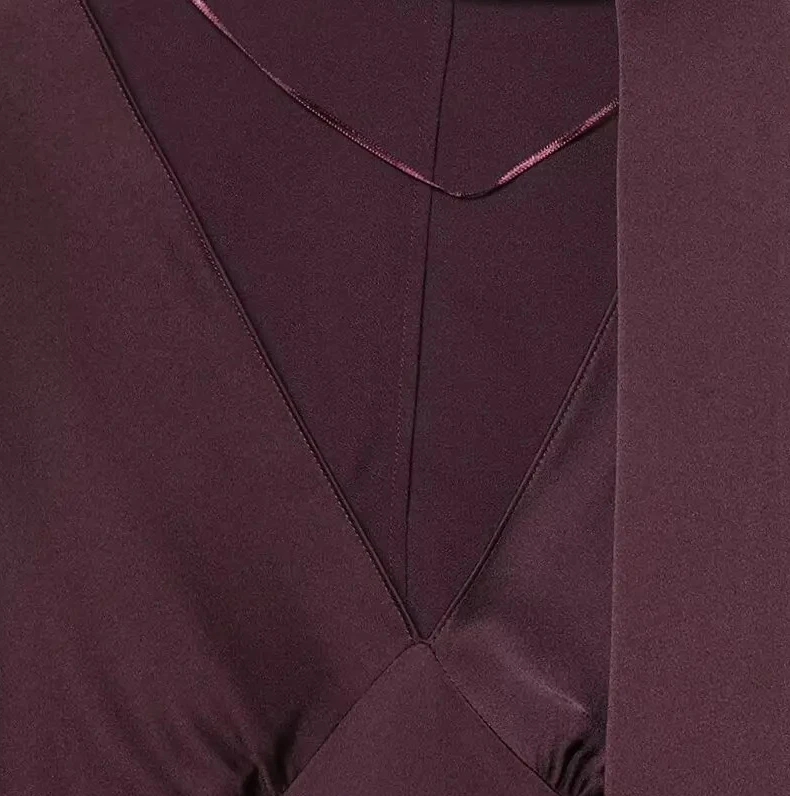 Elegantes Frühlings-Langkleid aus Satin für Damen – langärmliges Kleid mit V-Ausschnitt und Schalverzierung, sexy glänzendes Partykleid