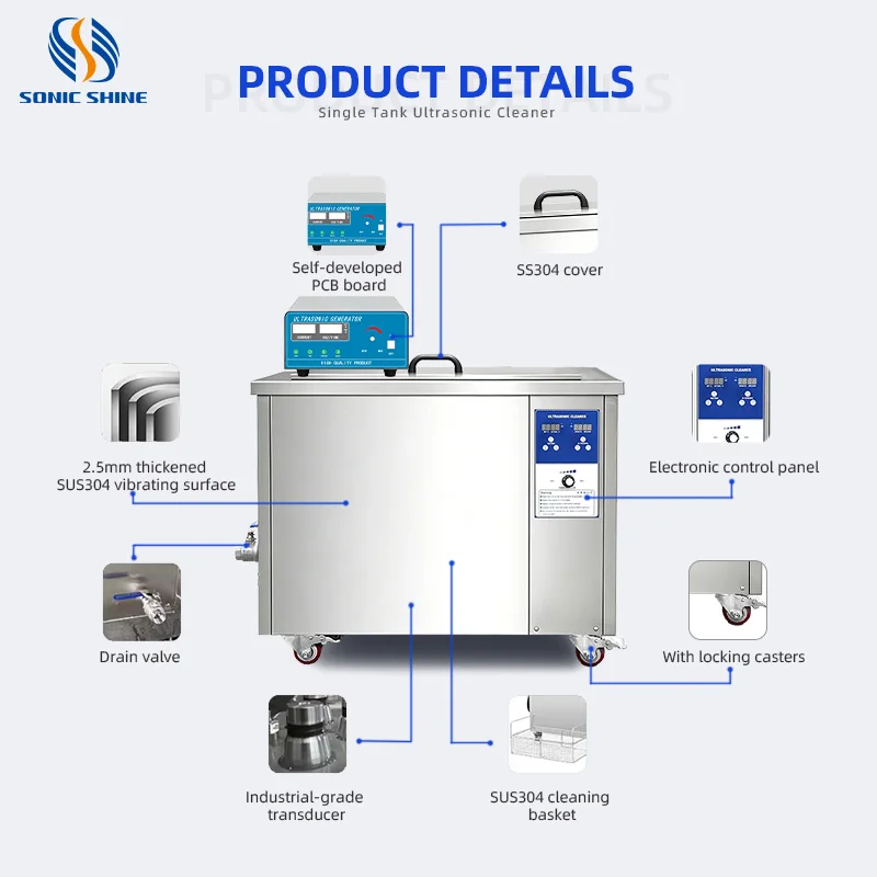 Heavy-duty Built-in Generator Ultrasonic Cleaning Machine For Automotive Rust Removal Electric Fuel 220V 380V Industrial Pro