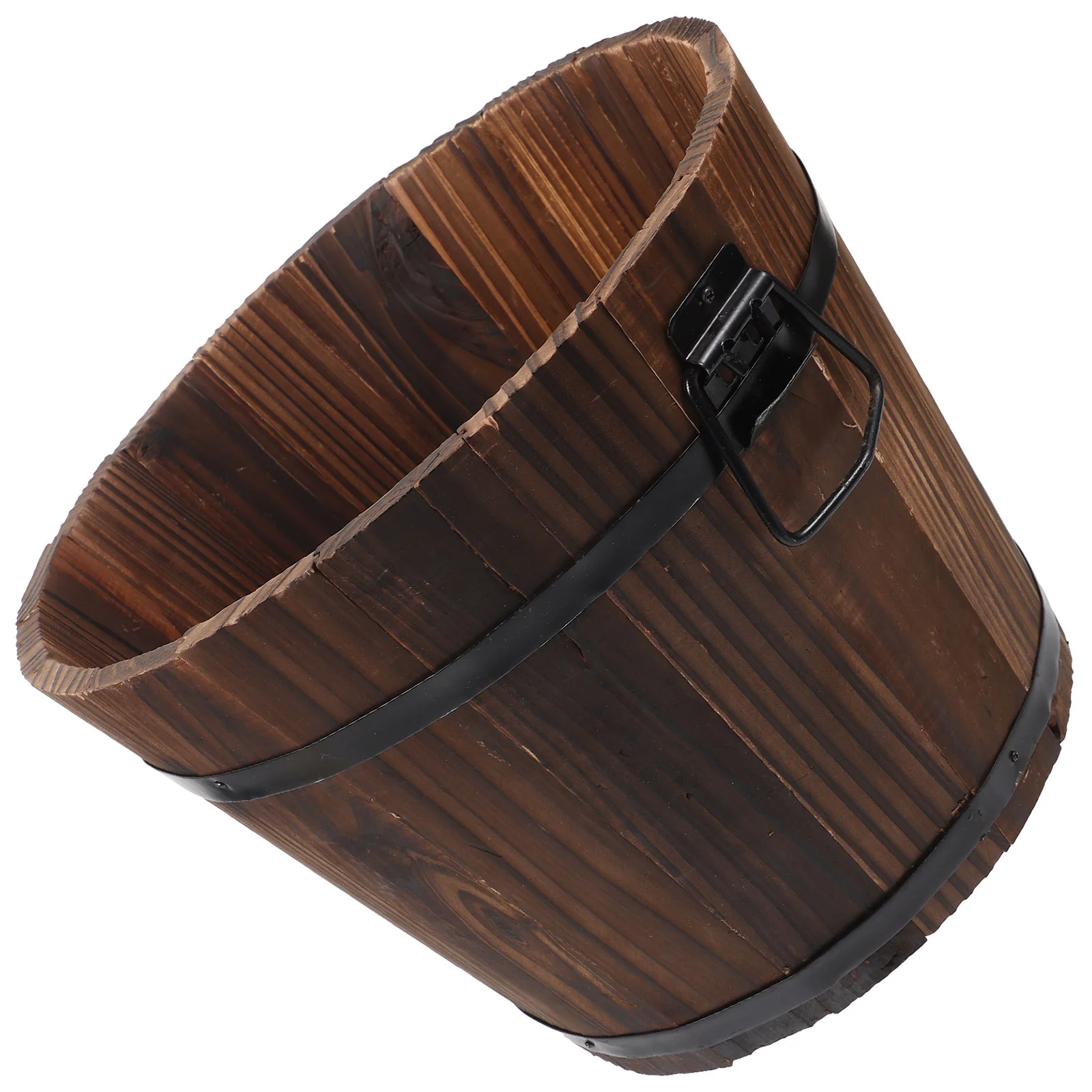 

Solid Wood Bucket Rustic Wooden Pail for Succulent Garden Décor Coffee Color Durable Anticorrosion