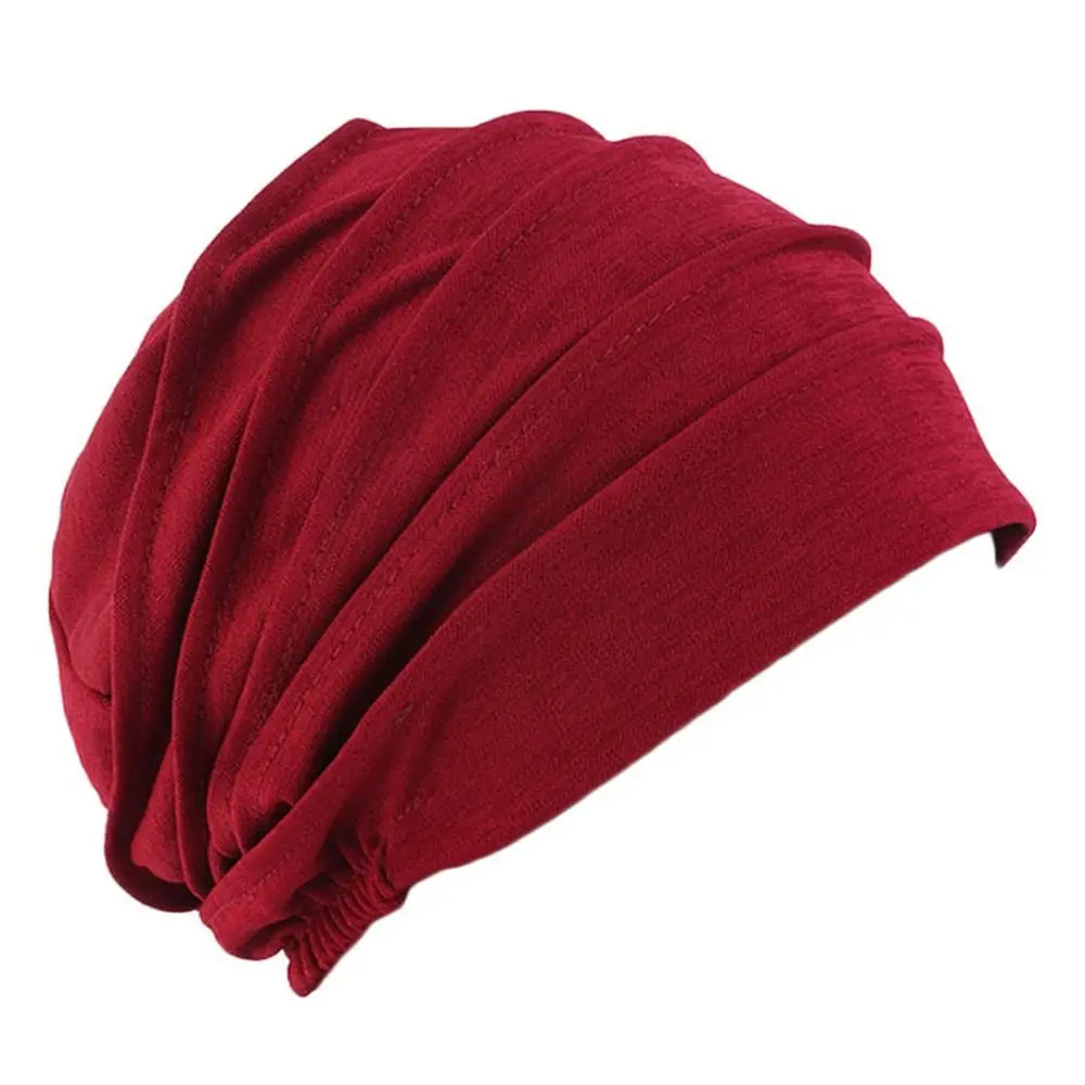 8 Colors Inner Hijabs Cap Femme Wrap Head Slouch Beanies Solid Color Bonnet Chemo Cap Women Cotton Hat