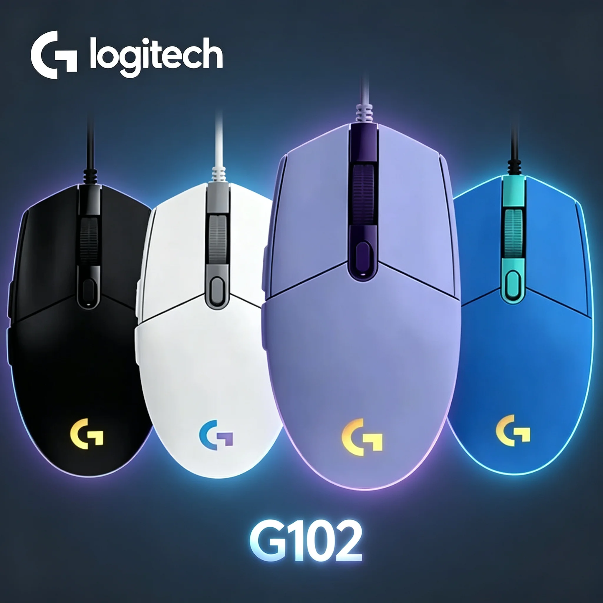 Logitech G102 LIGHTSYNC Esports Mouse Wired Optical Sensor 1000Hz High Polling Rate RGB Strip Lighting Mice For Notebook Gamers