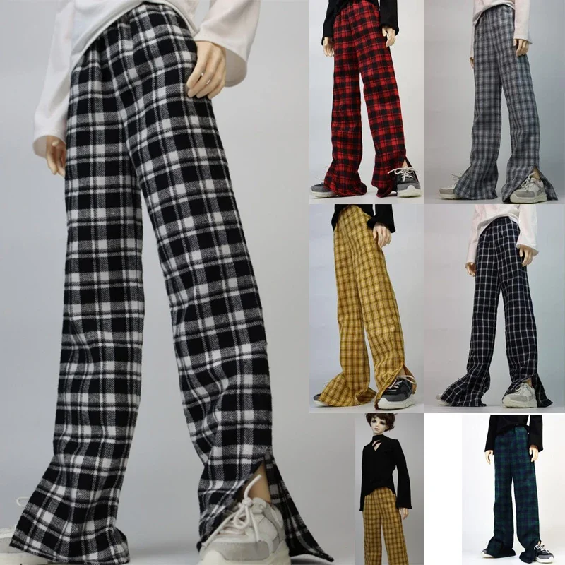 

D04-B242 children handmade toy BJD/SD clothes uncle SD17 POPO68 black red Checkered slit pants 1pcs