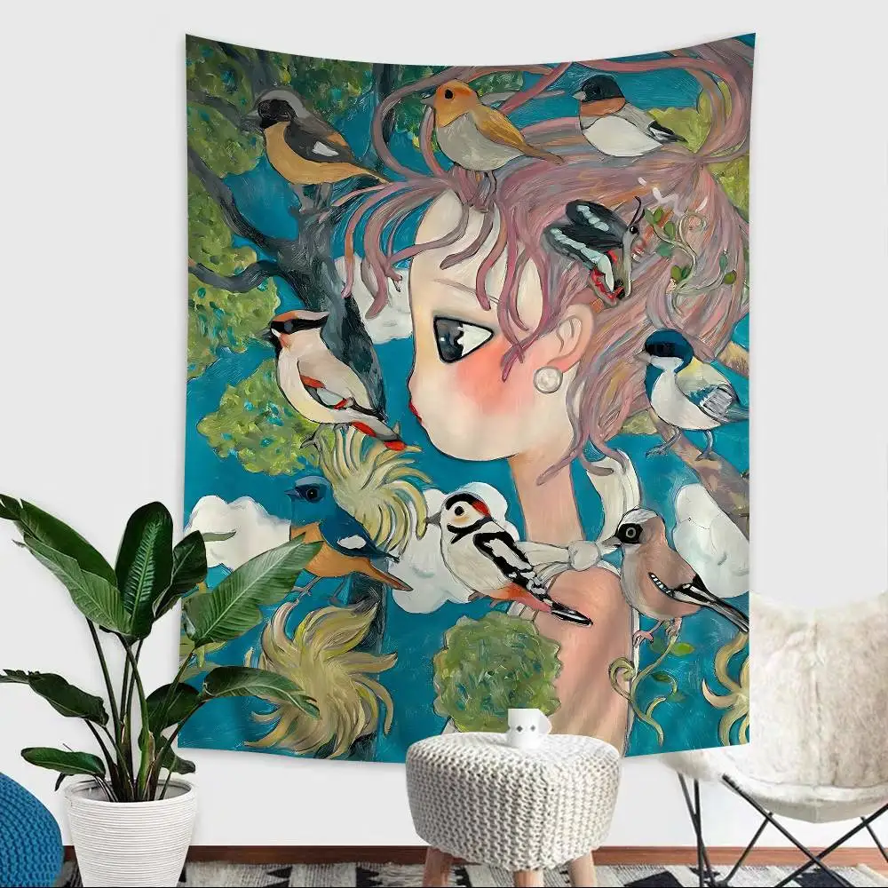Picture 7: Aya Takano Cartoon Colorful Tapestry Wall Hanging Bohemian Wall Tapestries Mandala Wall Art Decor