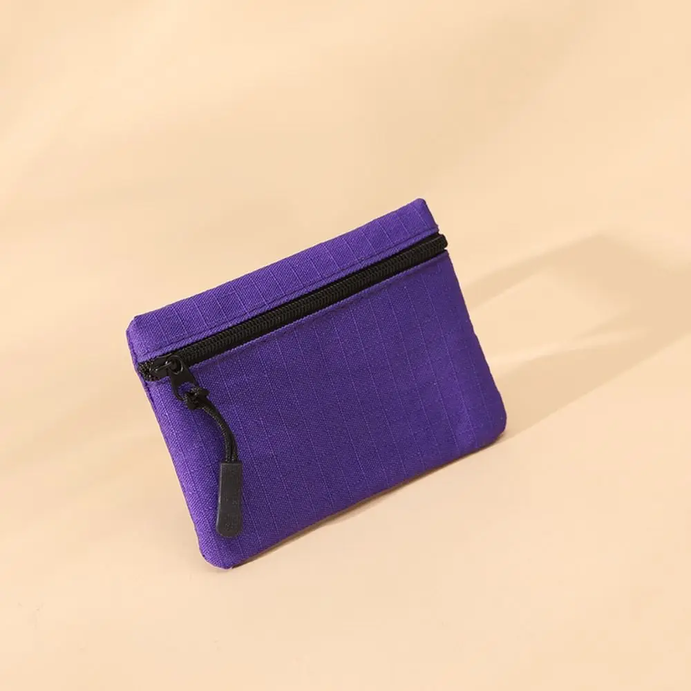 Retro Korean Style Ox Cloth Coin Purse Zipper Solid Color Small Item Bag Wallet Coin Purse Card Storage Bag Men