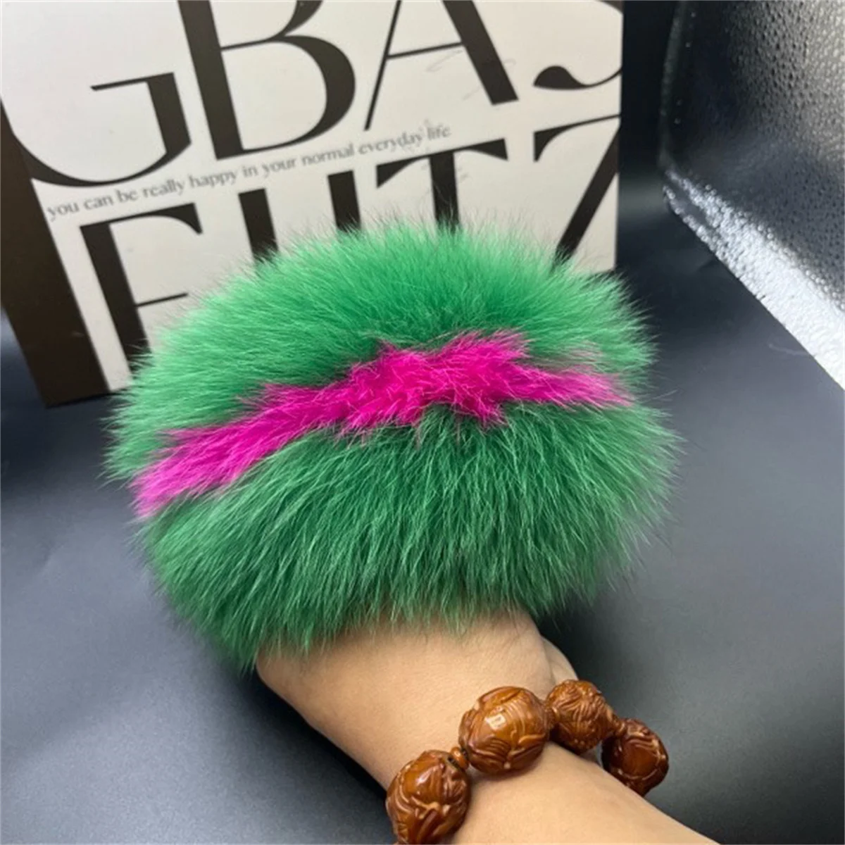 Shoe Charm Fox Fur Shoes Accessory Color- Blocked Fur Shoes Charms And Decorations Women's Slippers Decoration Crocs Charms