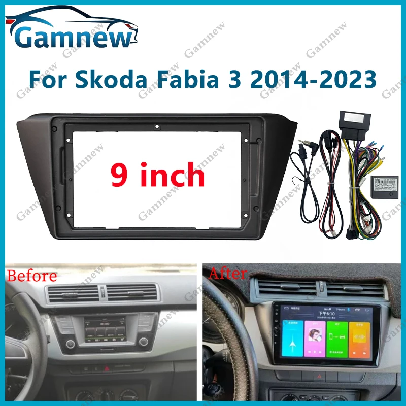 

9 Inch Car Stereo Dash Radio Fascia Canbus Box Panel Frame For Skoda Fabia 2014-2023 Android Kit