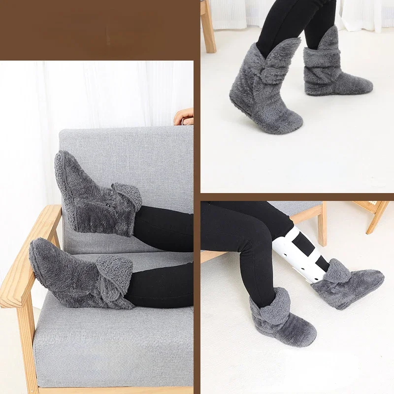 Autumn Winter Foot Wrist Protective Socks Men Women Fracture Gypsum Socks for Middle Aged Elderly Indoor Home Warmth Floor Socks