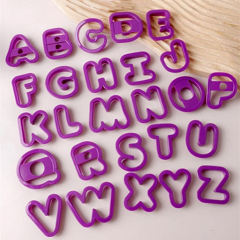 A-Z Letter Biscuit Fondant Cake Decoration Tools 26Pcs Large Alphabet Cookie Cutters DIY Pastry Baking Cake Stamp Embosser Mould