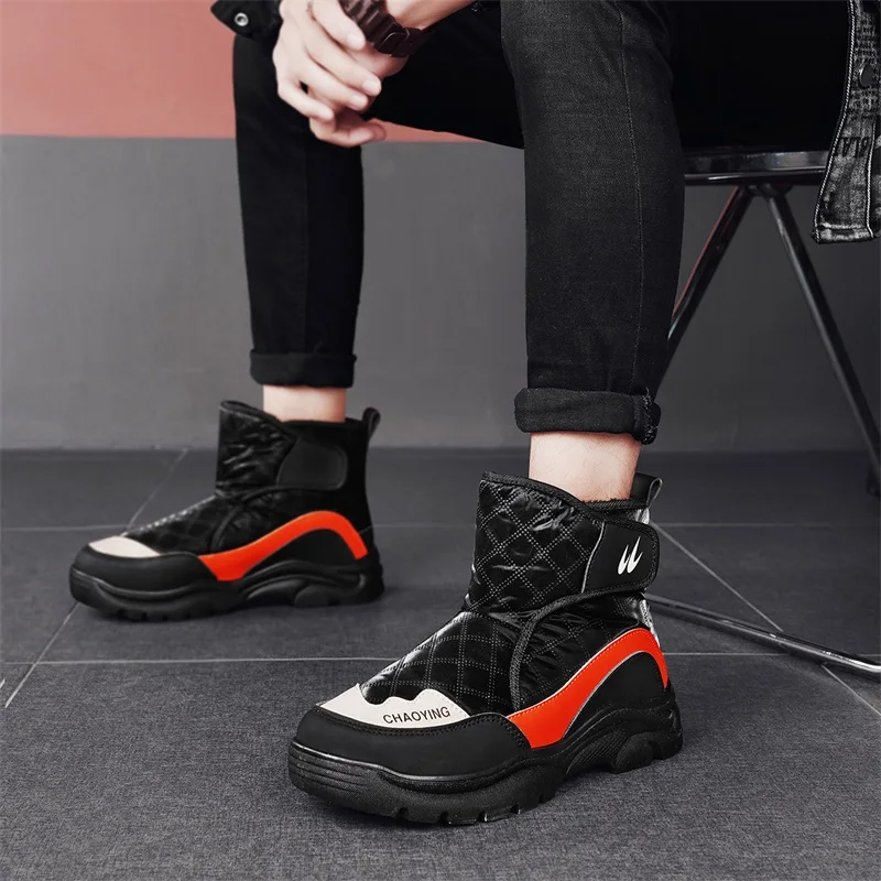 STRONGSHEN Winter Men Snow Boots Outdoor Warm Plush Waterproof Anti Slip Ankle Boots Male Casual Shoes Winter Mens Sneakers