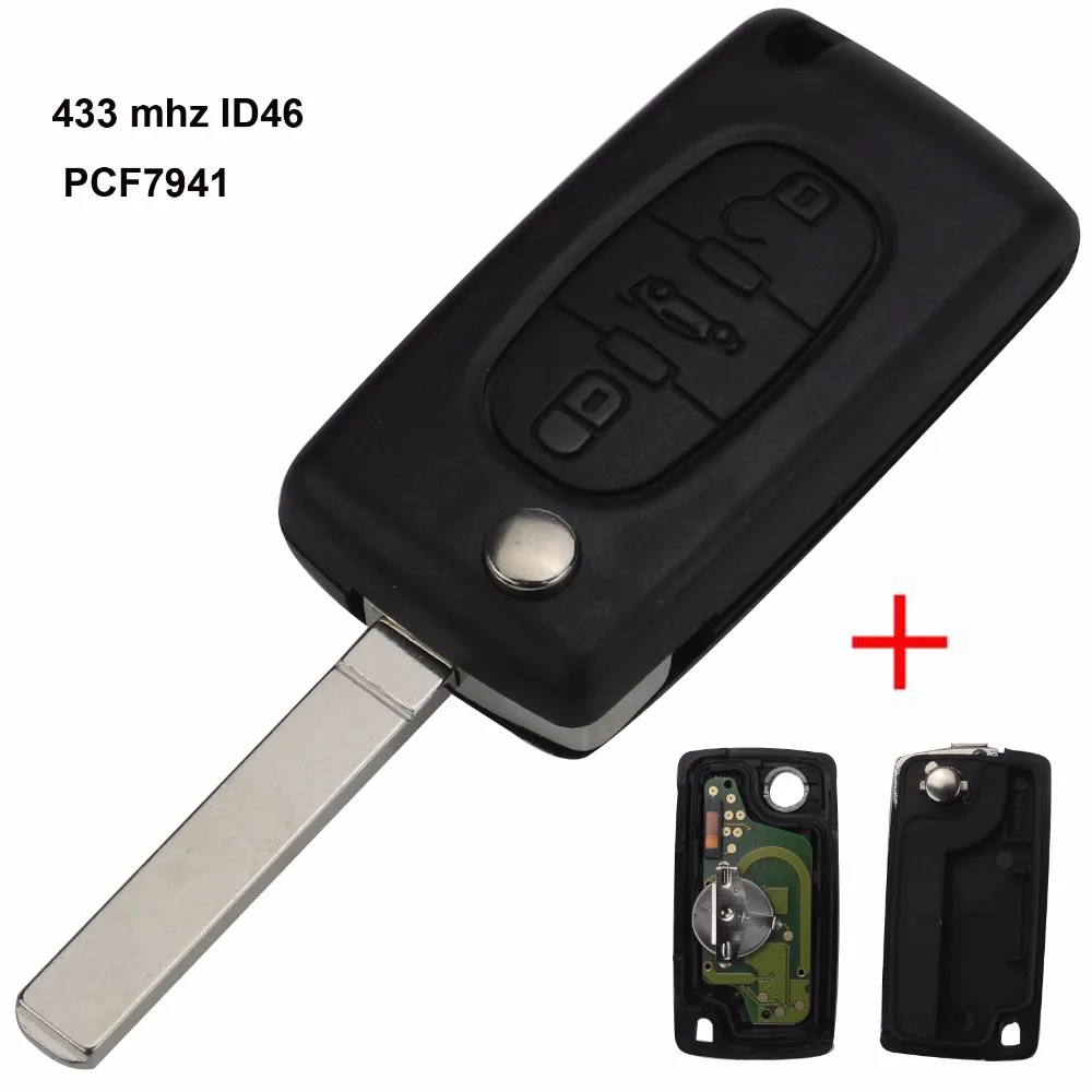 Jingyuqin Car Key 433Mhz ID46 ASK/FSK For Peugeot 307 407 607 807 Partner Citroen C3 C4 C5 C6 C8 Xsara 3/4B HCA/VA2 CE0536/0523