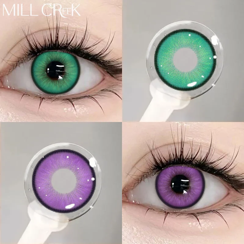 MILL CREEK 1 Paar neue farbige Kontaktlinsen für Augen, grüne Kontakte, violette Linsen, Schönheit, Schüler, Make-up, mehrfarbige Kontaktlinsen